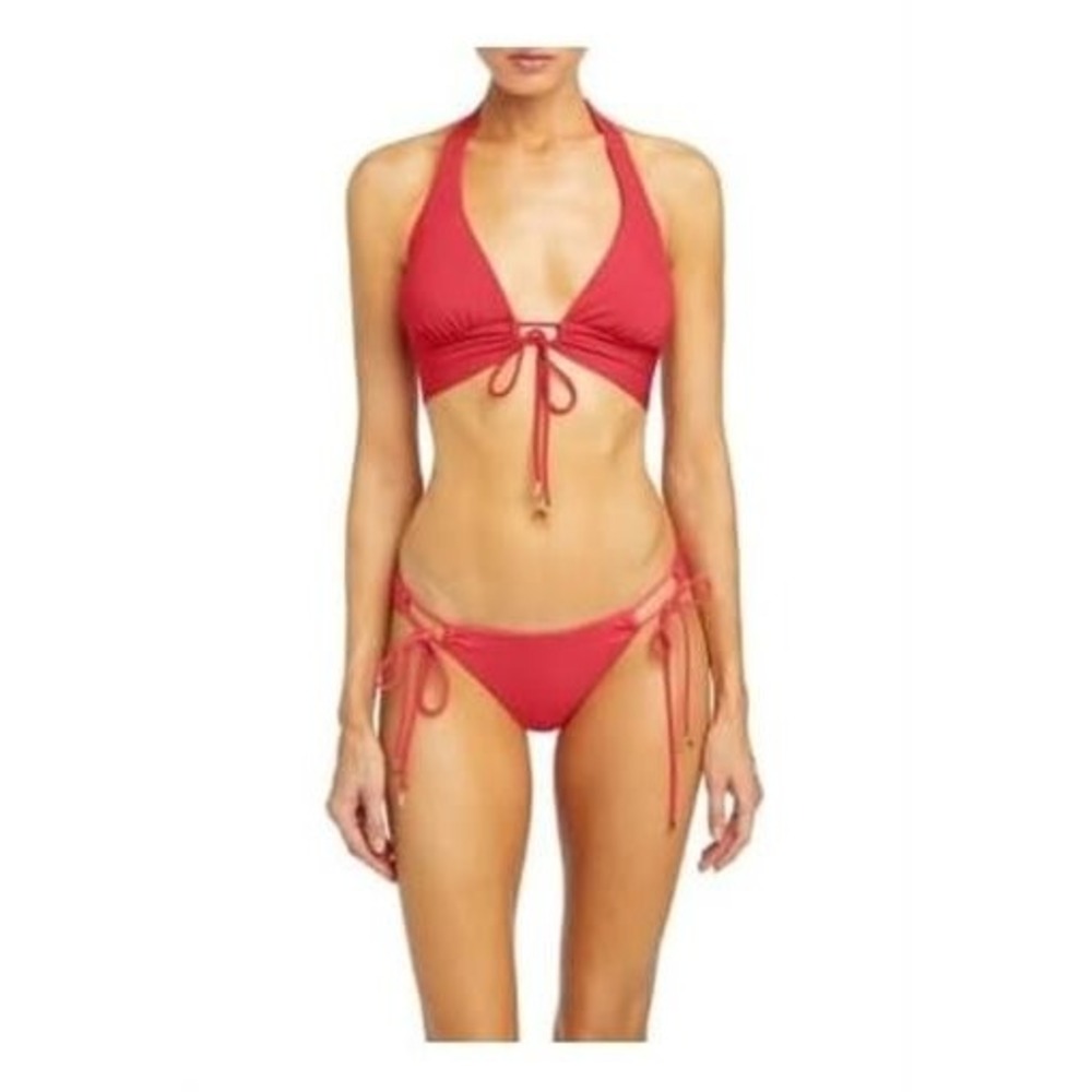 NWT Robin Piccone Luca XS Side-Tie Full Bikini Swim Bottom Pink Punch 132397